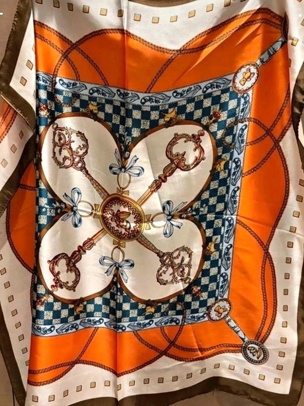 Orange & Blue Patterned Scarf